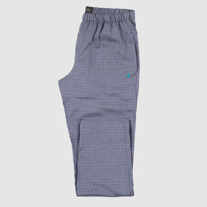 Men's Cotton Longue Trousers -light blue check-