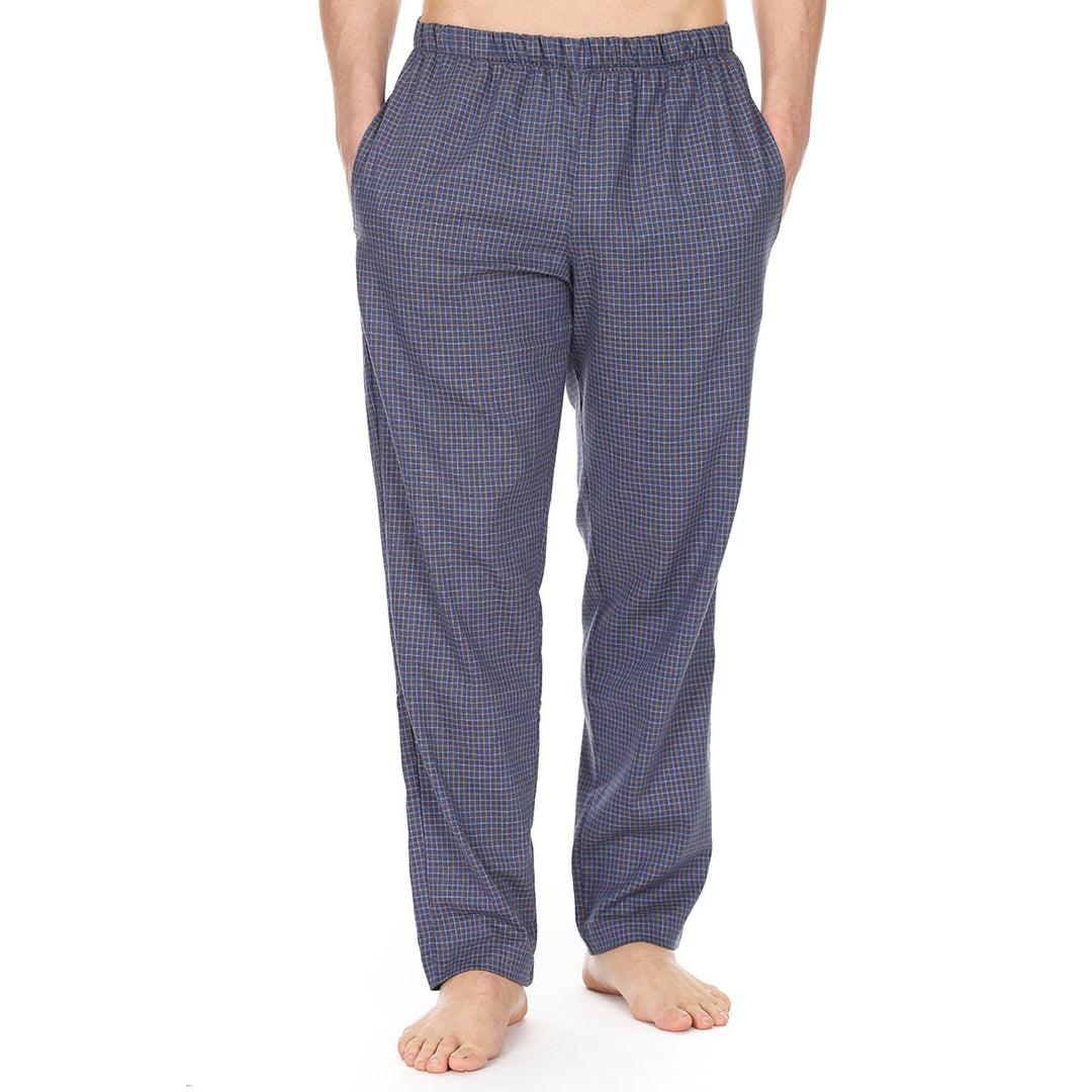 Men's Cotton Longue Trousers -light blue check-