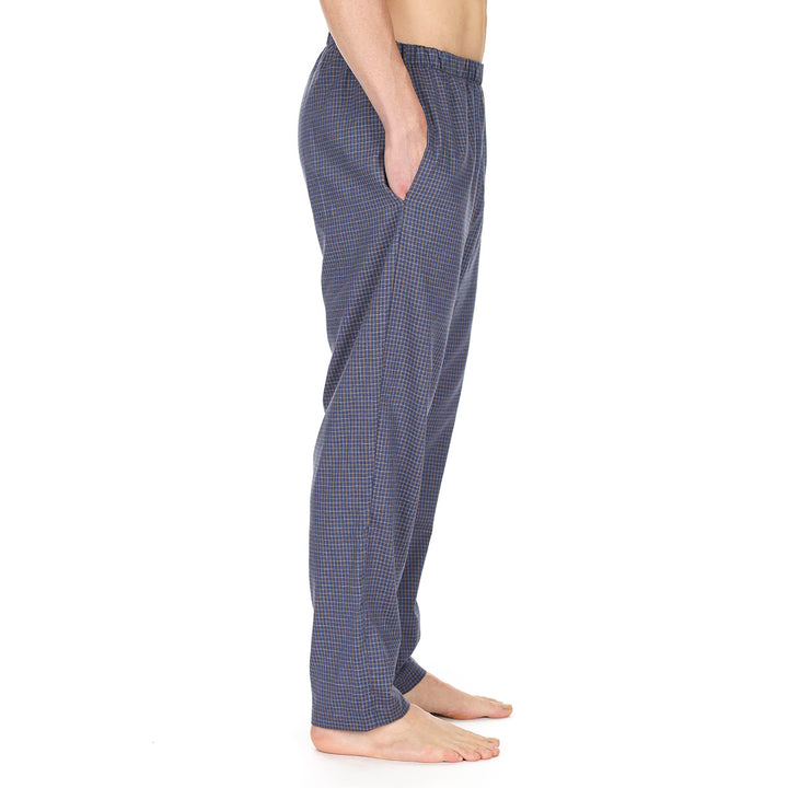 Men's Cotton Longue Trousers -light blue check-