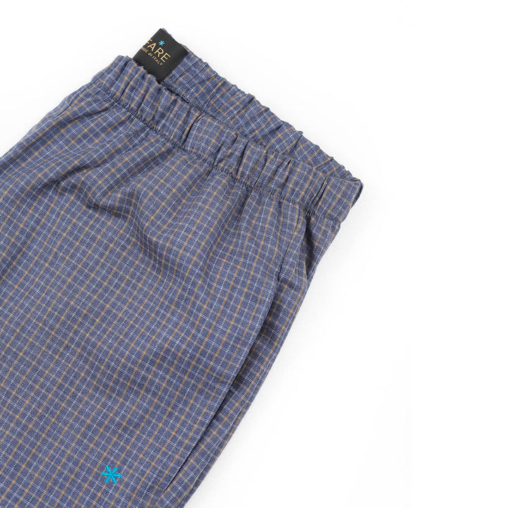 Men's Cotton Longue Trousers -light blue check-