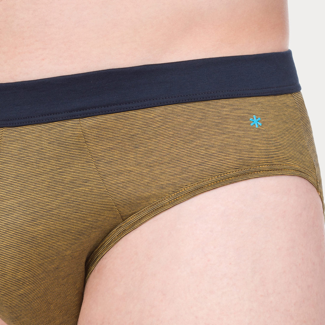 Briefs - fil à fil yellow waistband plain -