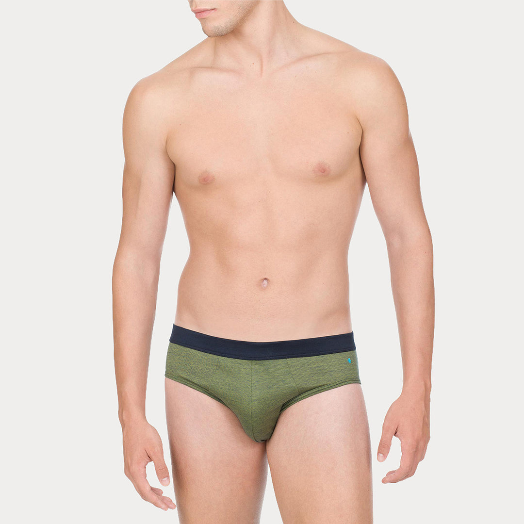 Briefs - fil à fil green waistband plain -