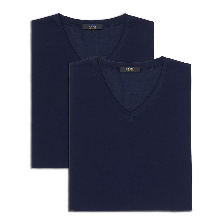 Q.tà 2 T-shirt scollo V -blu-