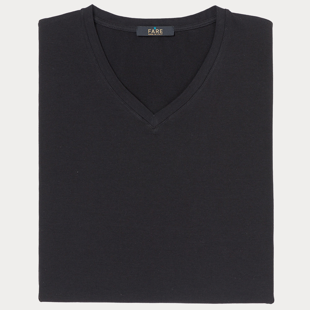 T-Shirt Manica Corta Scollo V - nero -