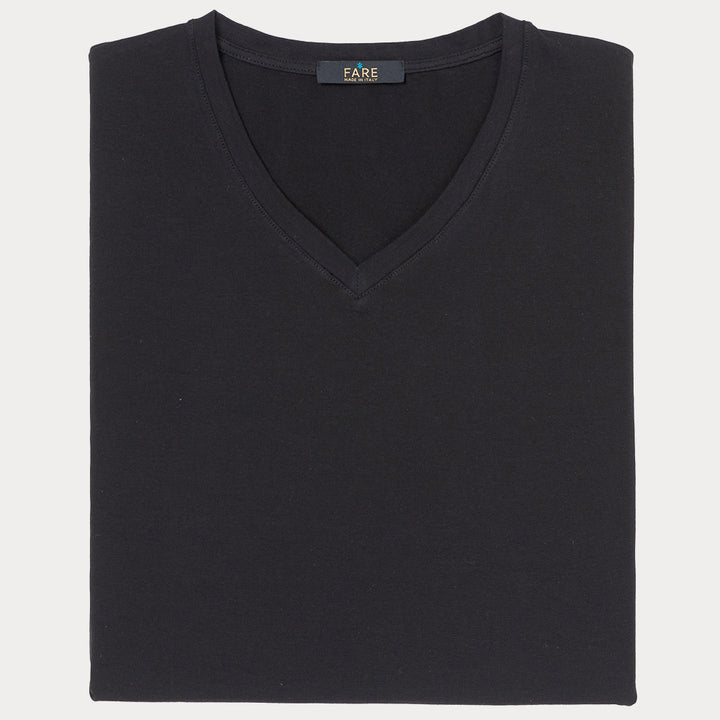 T-Shirt Manica Corta Scollo V - nero -