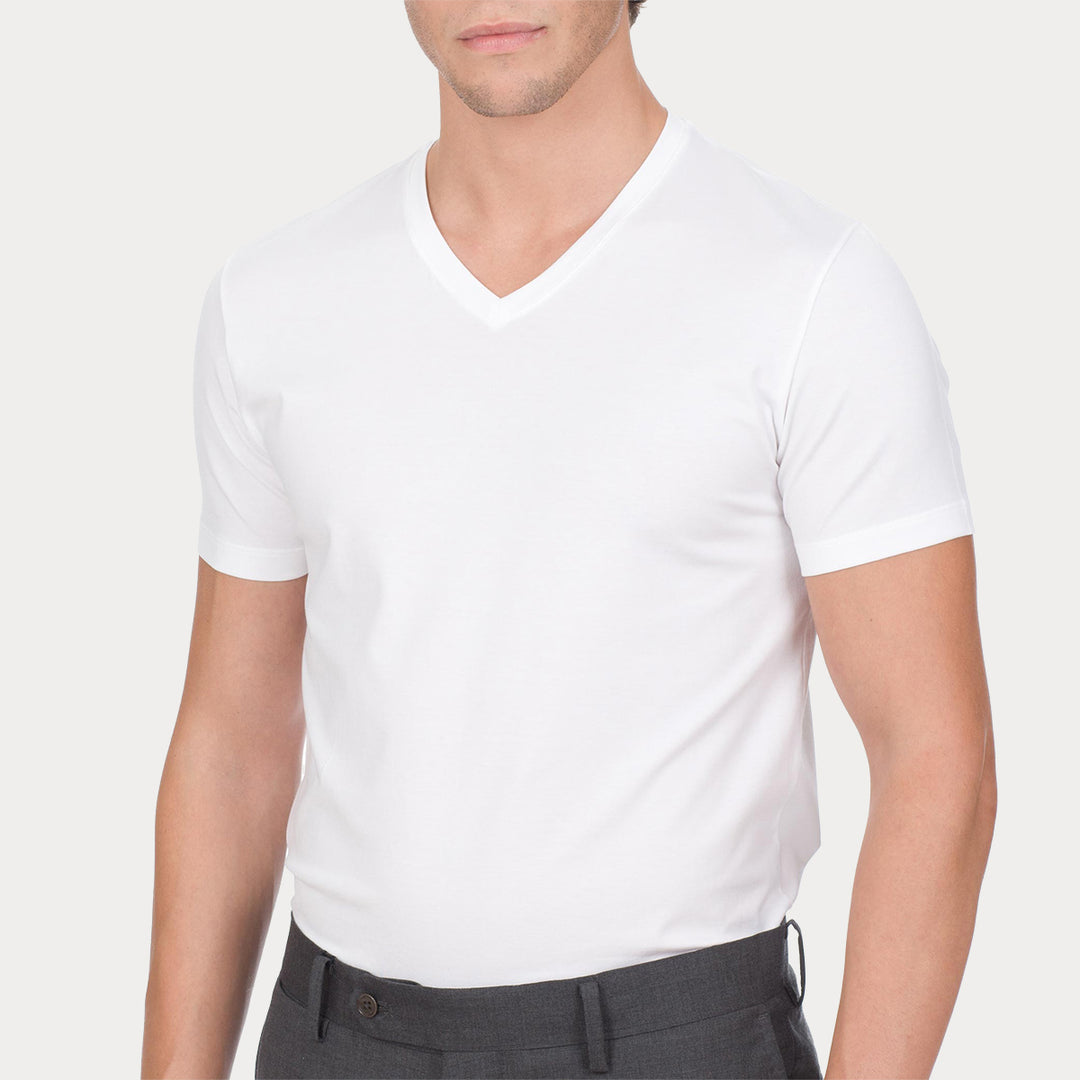 Q.tà 2 T-shirt scollo V -bianco-