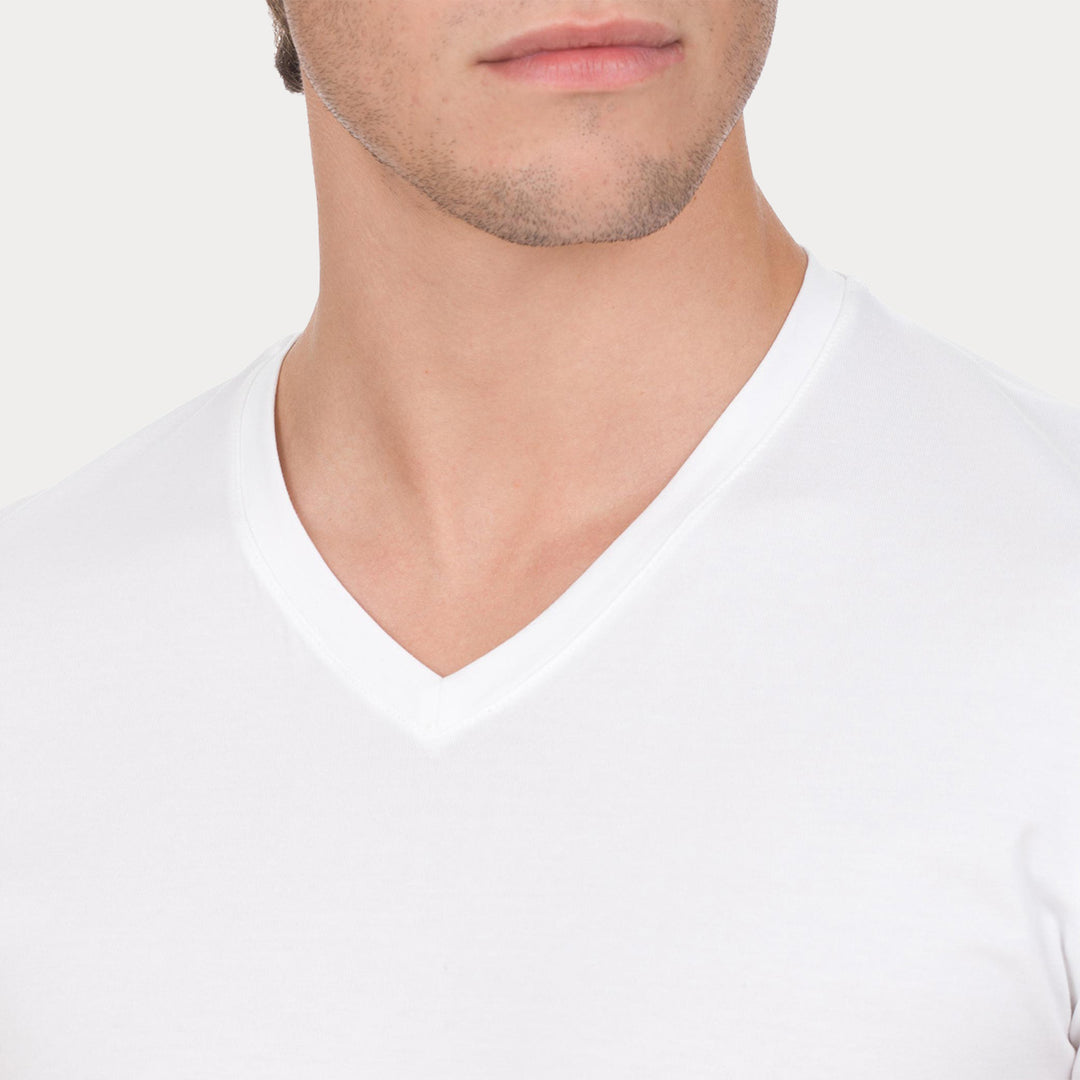 Q.tà 2 T-shirt scollo V -bianco-