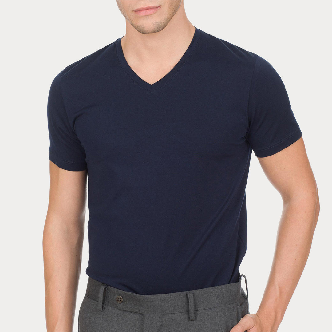 Q.tà 2 T-shirt scollo V -blu-