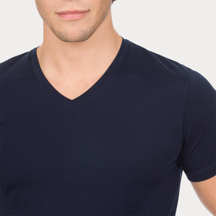 Q.tà 2 T-shirt scollo V -blu-