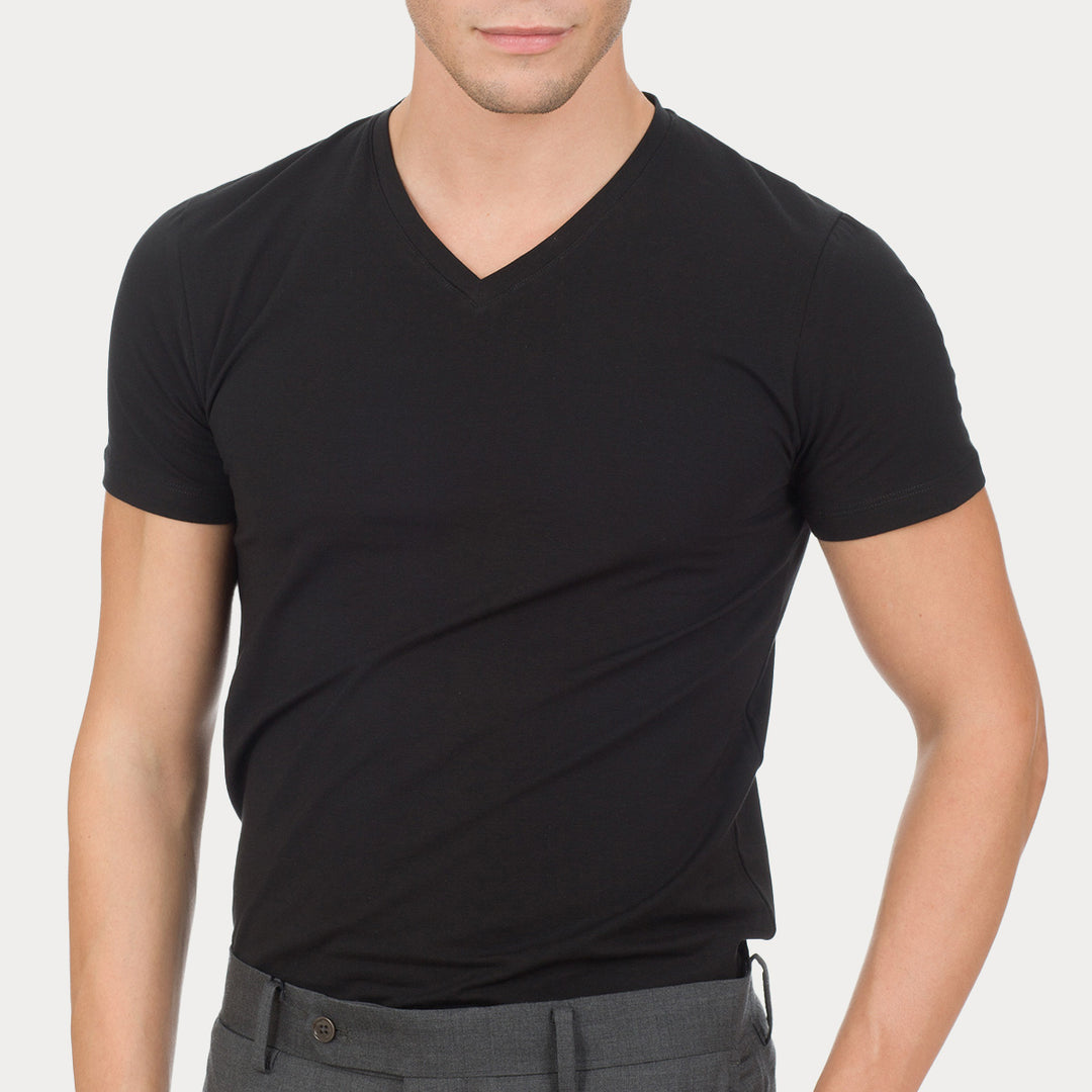 Q.tà 2 T-shirt scollo V -nero-