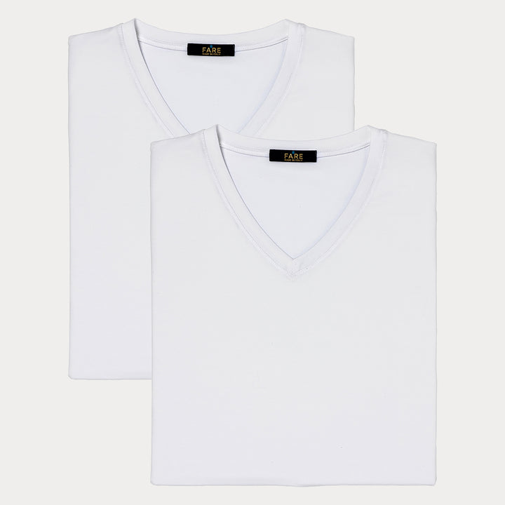 Q.tà 2 T-shirt scollo V -bianco-