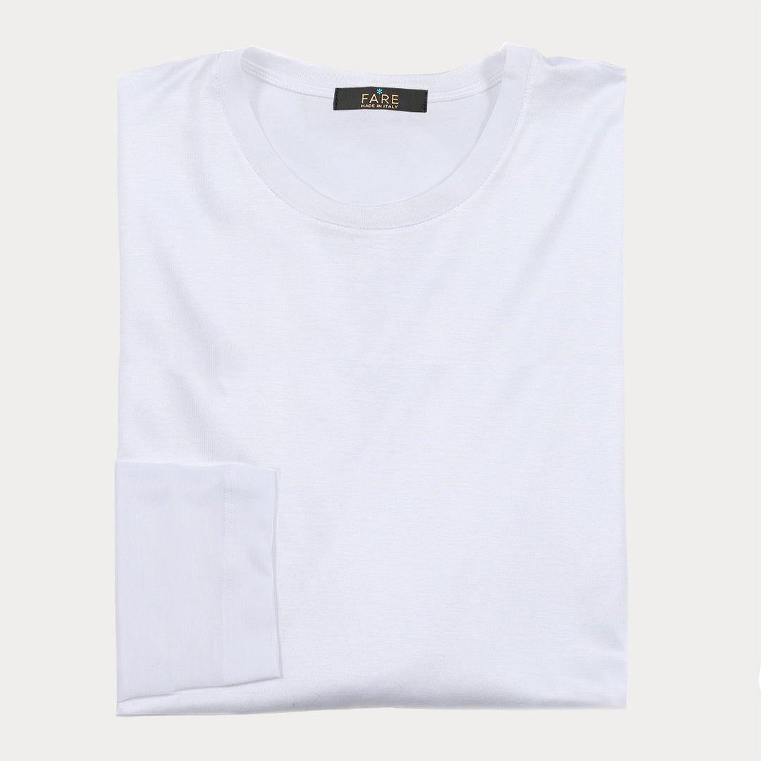 T-shirt Crew Neck Long Sleeve - white -