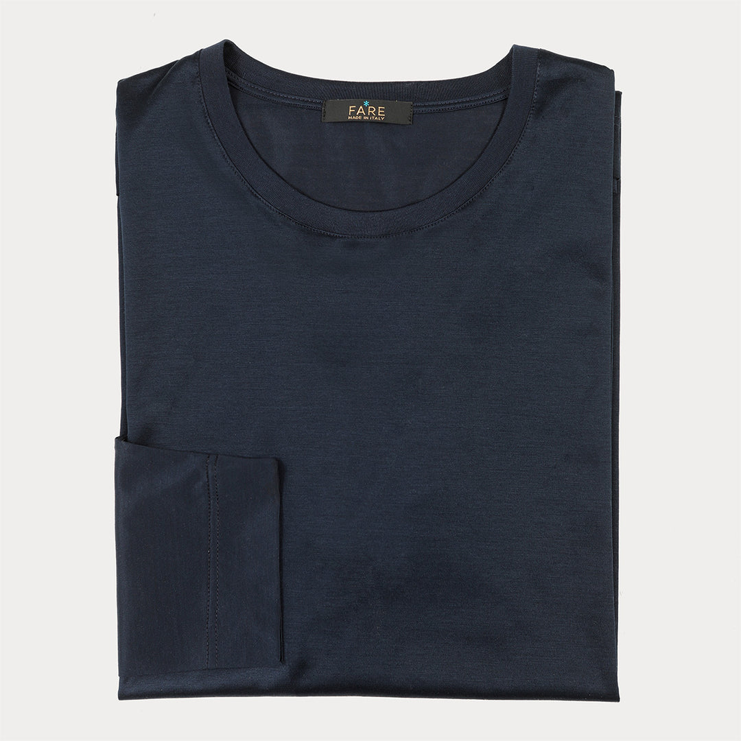T-shirt Crew Neck Long Sleeve - blue -