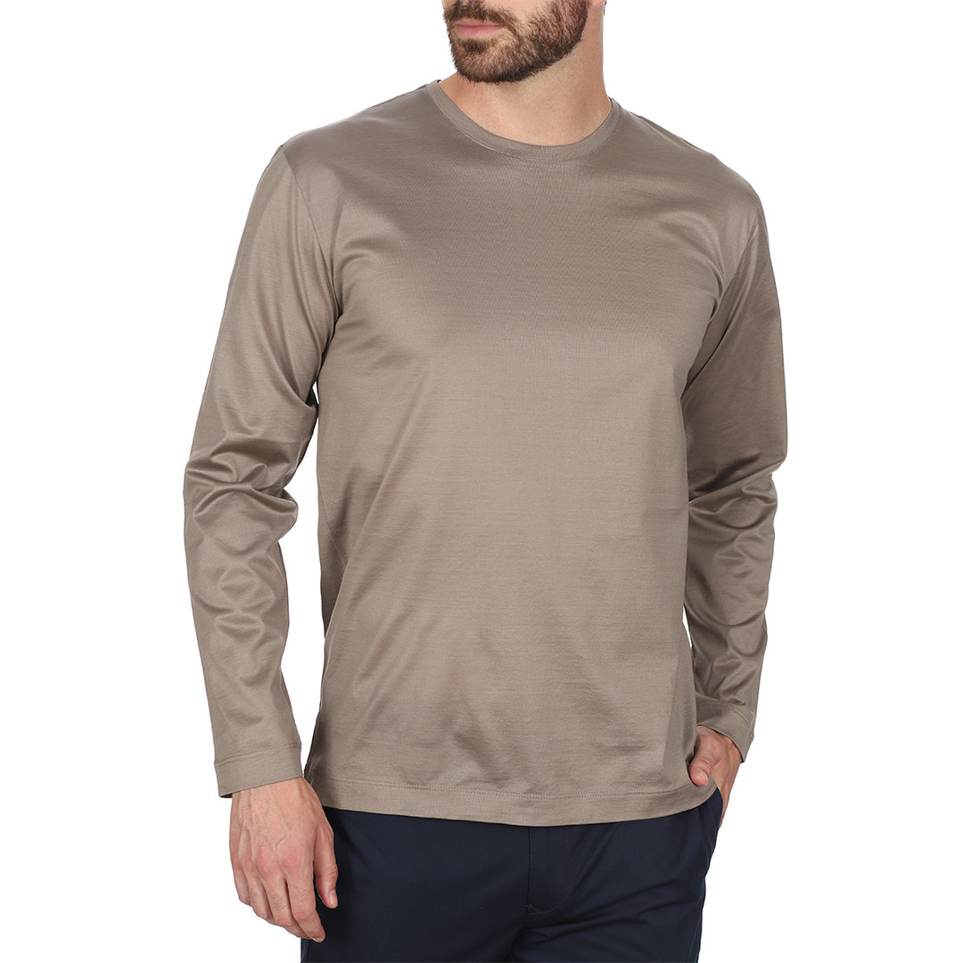 T-shirt Crew Neck Long Sleeve - sand -