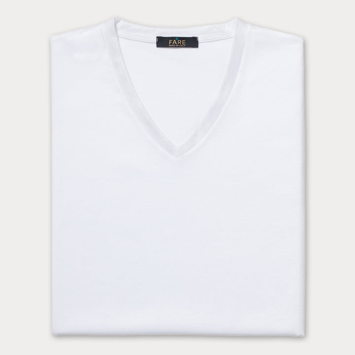 T-Shirt Manica Corta Scollo V - bianca -