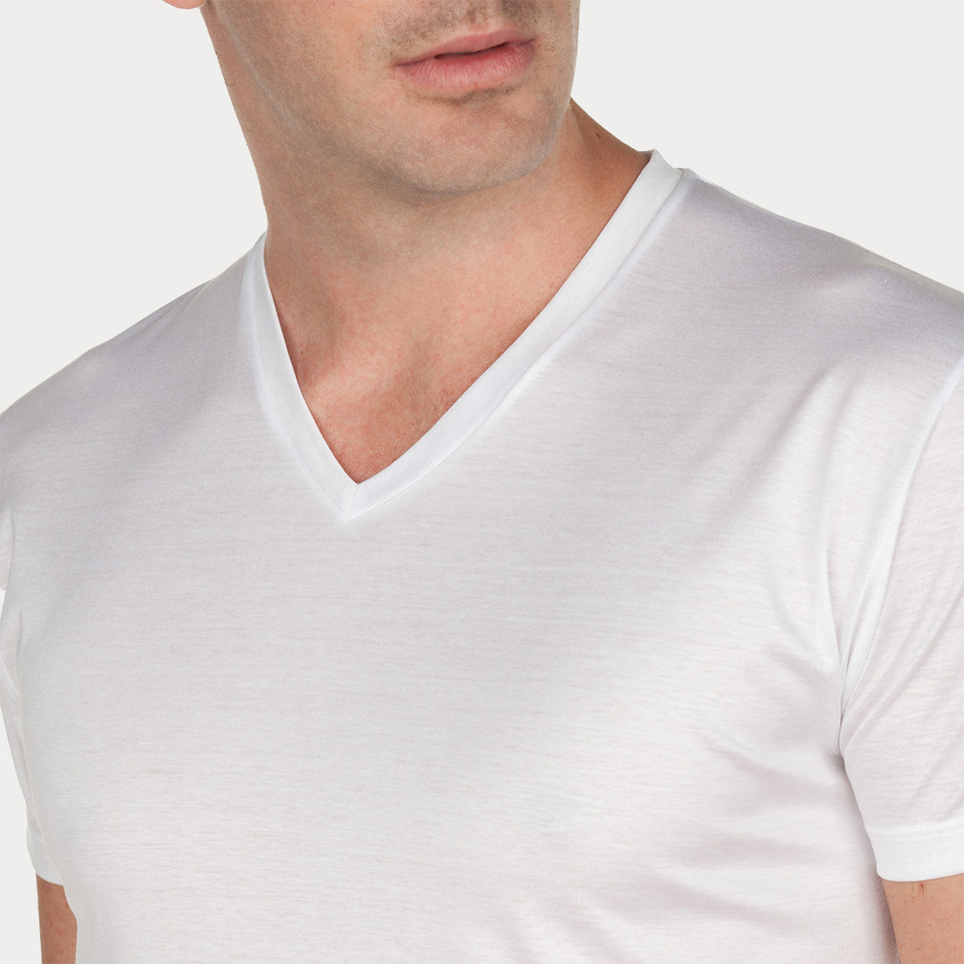 T-Shirt Manica Corta Scollo V - bianca -