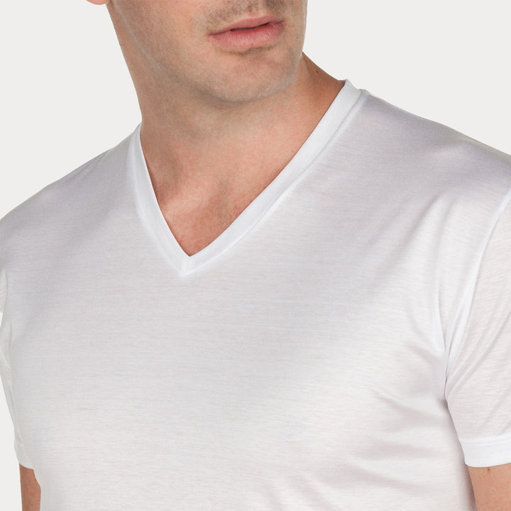 T-Shirt Manica Corta Scollo V - bianca -