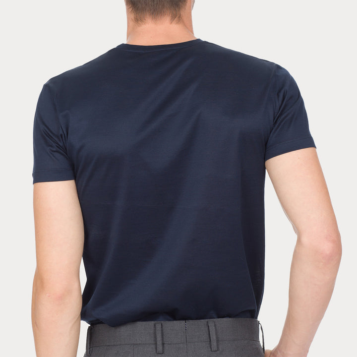 T-Shirt Manica Corta Scollo V - blu -