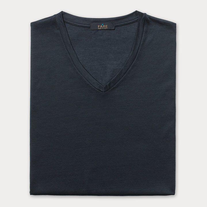 T-Shirt Manica Corta Scollo V - asfalto -