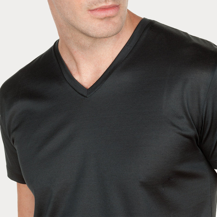 T-Shirt Manica Corta Scollo V - asfalto -