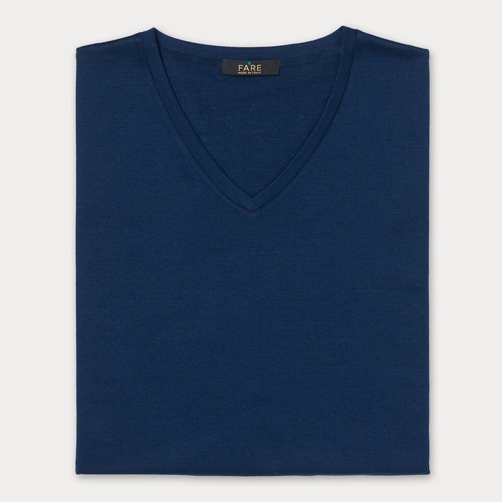 T-Shirt Manica Corta Scollo V - oceano -