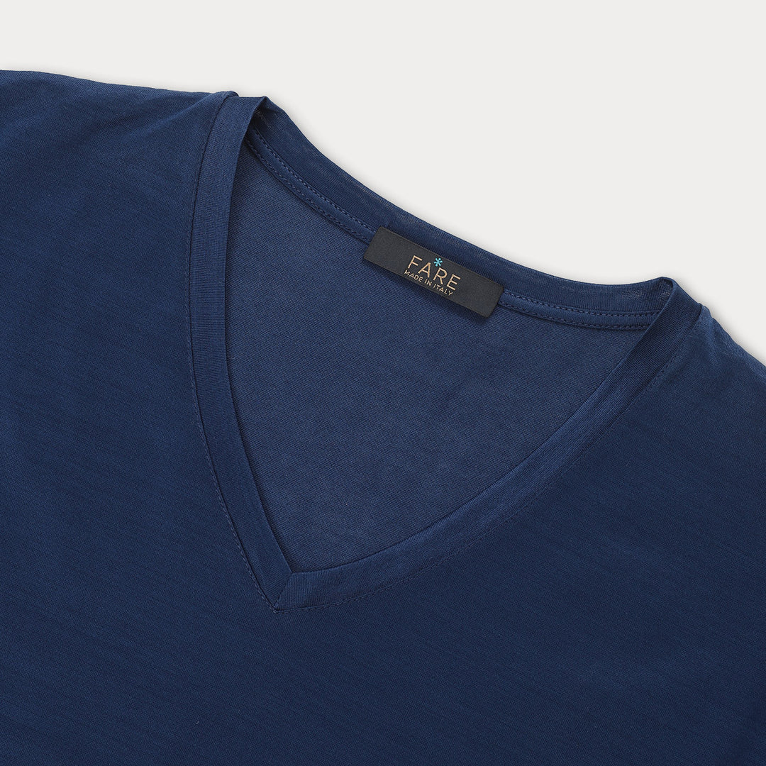 T-Shirt Manica Corta Scollo V - oceano -