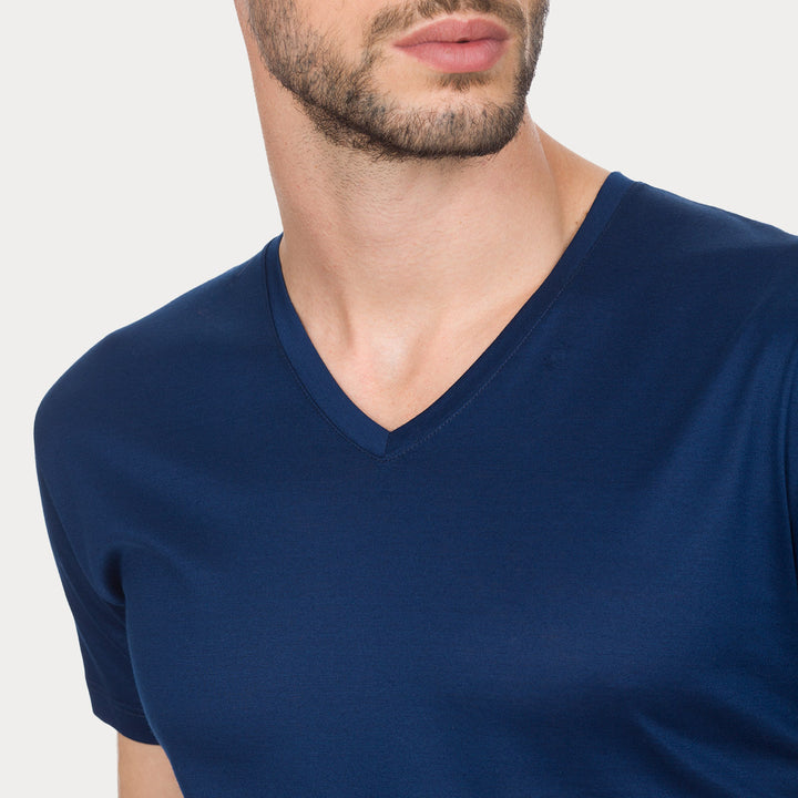 T-Shirt Manica Corta Scollo V - oceano -