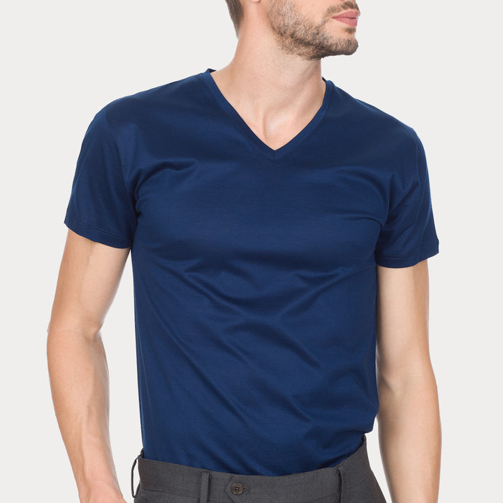 T-Shirt Manica Corta Scollo V - oceano -