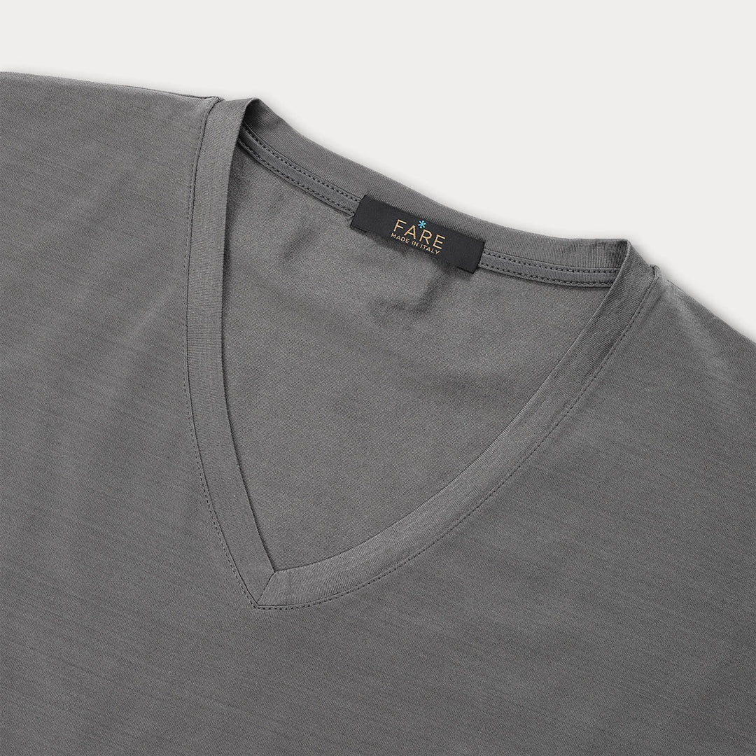 T-Shirt Manica Corta Scollo V - grigio -