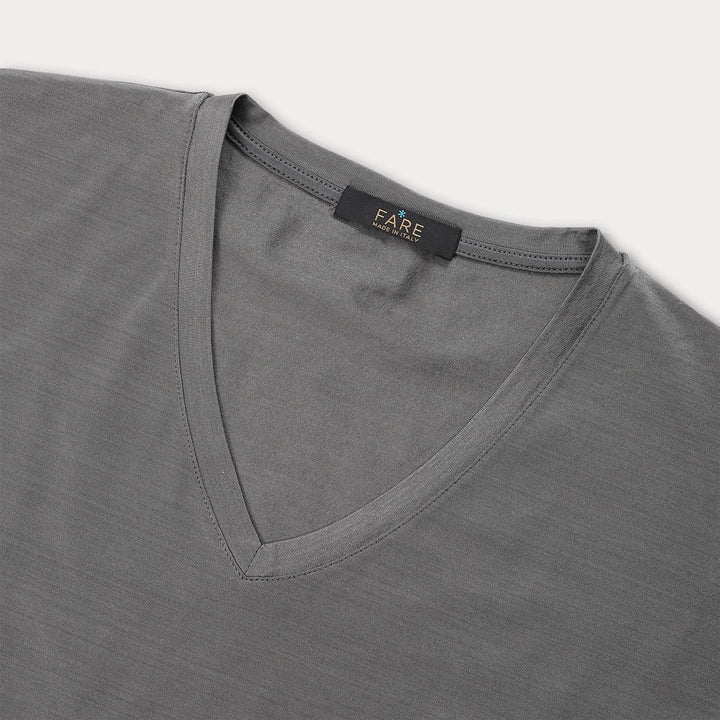 T-Shirt Manica Corta Scollo V - grigio -