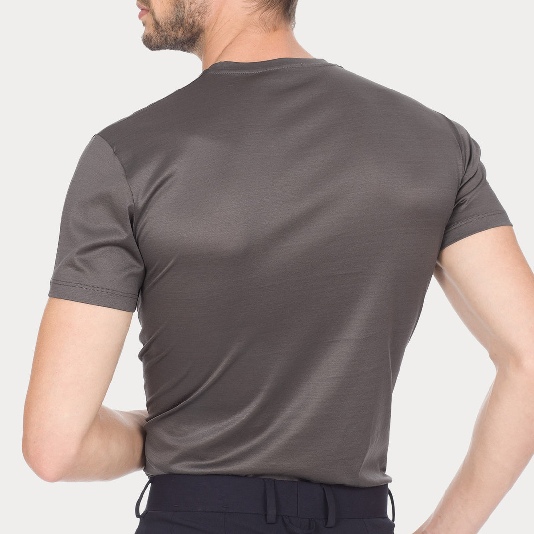 T-Shirt Manica Corta Scollo V - grigio -