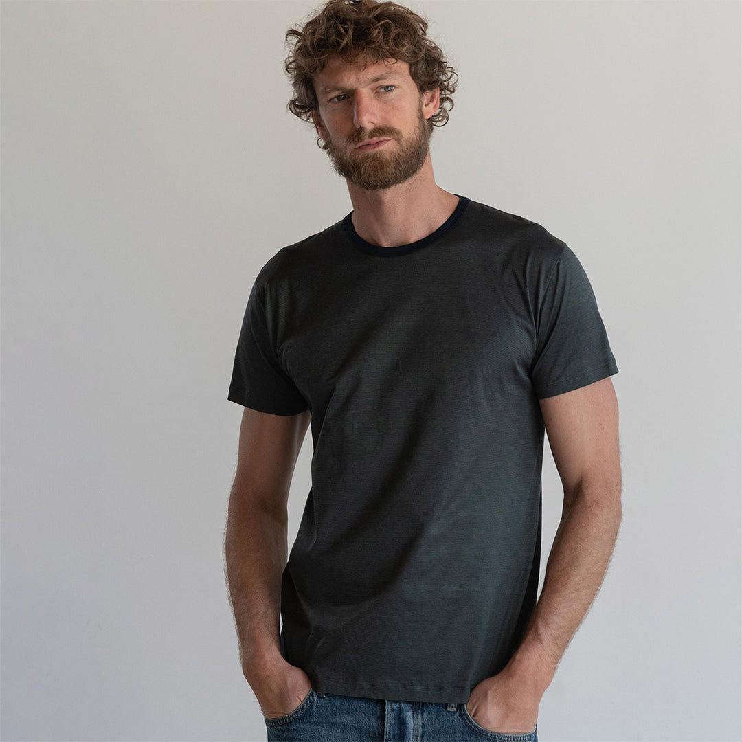 T-shirt Crew Neck Short Sleeve - fil à fil blue -