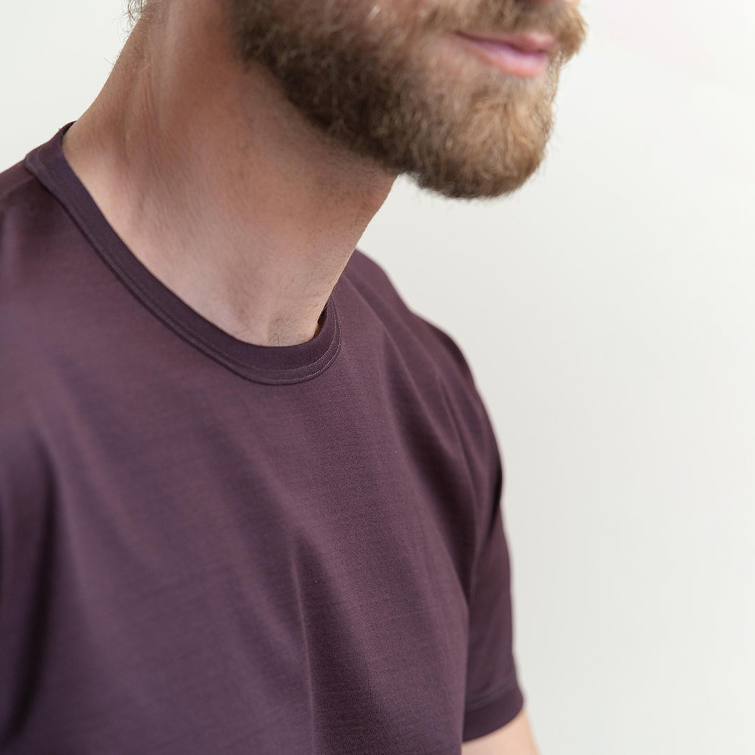 T-shirt Crew Neck Short Sleeve - burgundy -