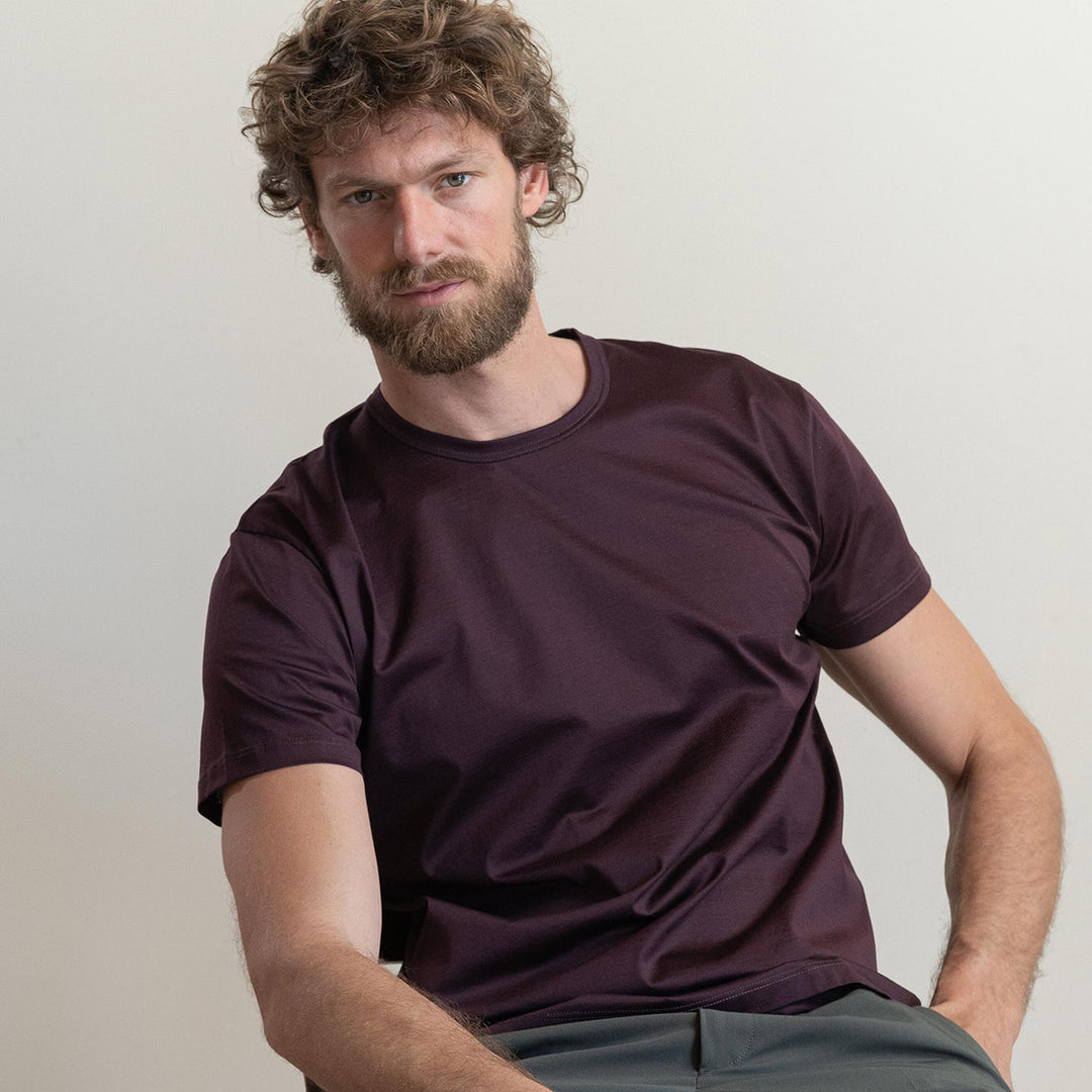 T-shirt Crew Neck Short Sleeve - burgundy -