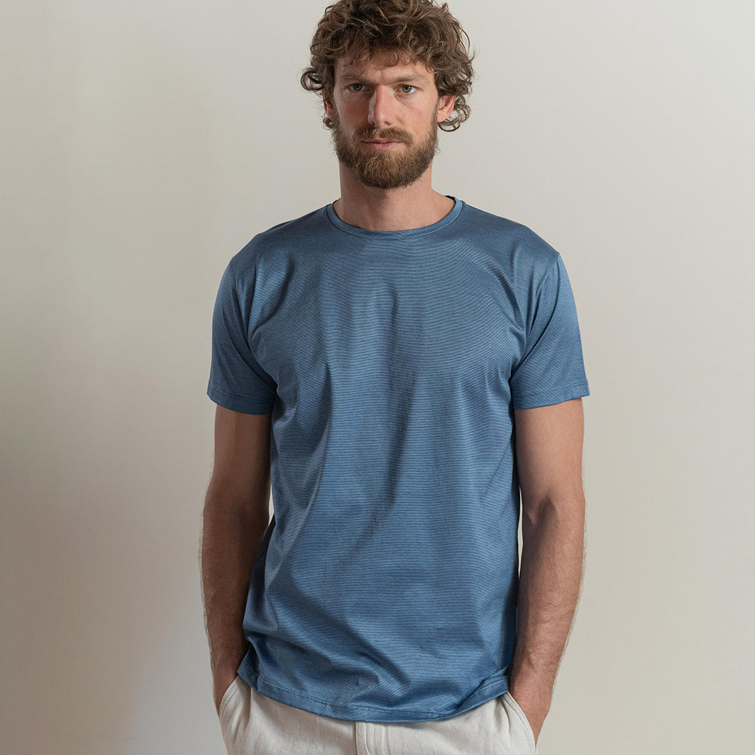 T-shirt Crew Neck Short Sleeve - fil à fil sky -