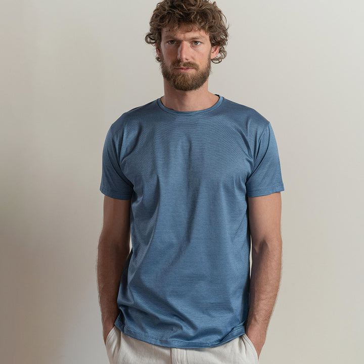 T-shirt Crew Neck Short Sleeve - fil à fil sky -