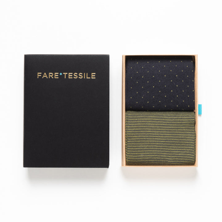 Set 2 paia Calze Corte - assortite pois/riga verde -