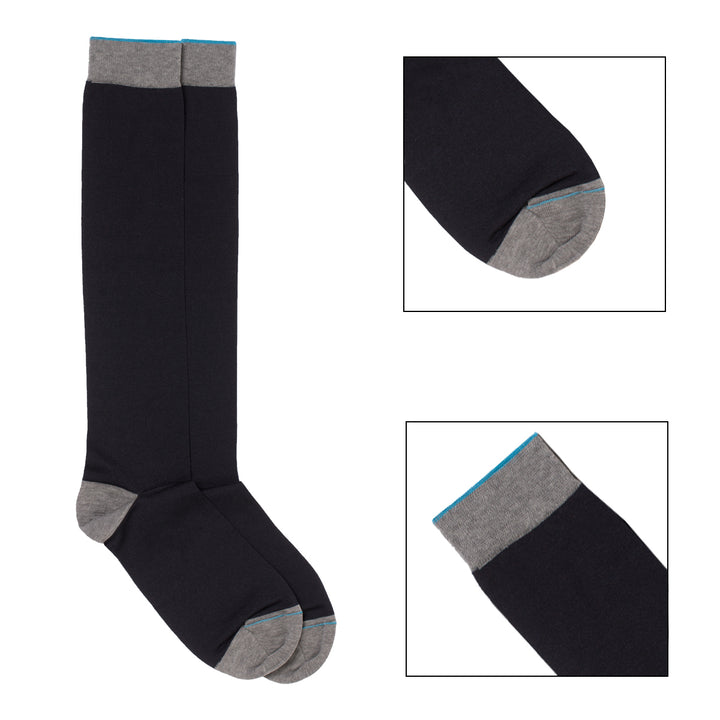 2- kit Long Socks blue-ecrue
