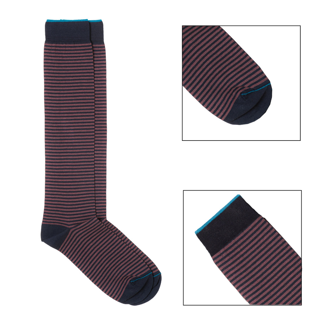 2- kit Long Socks blue-burgundy