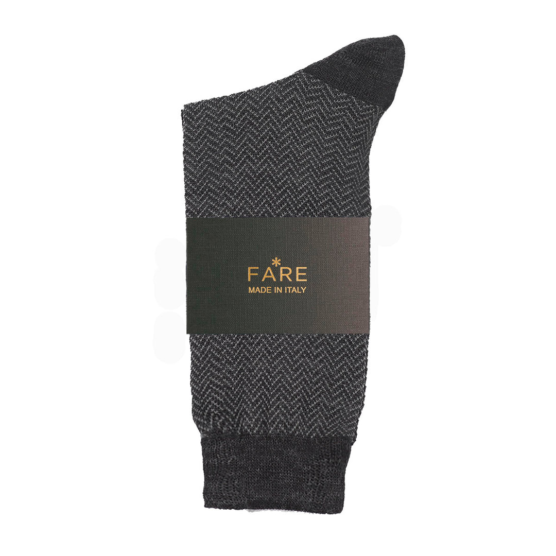 Short Sock - black Herringbone -