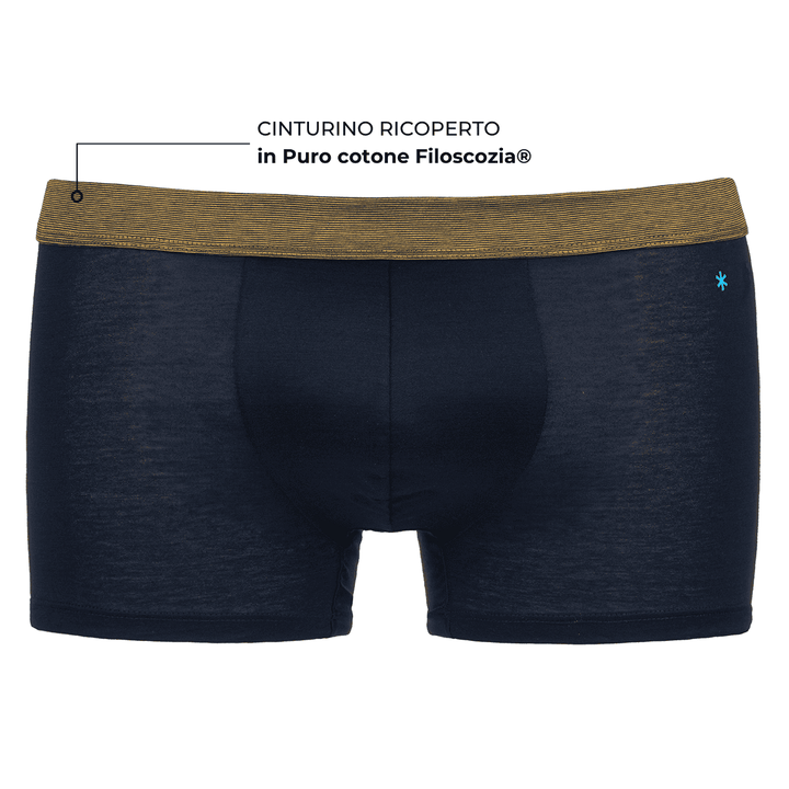 Boxer - blu cinturino ocra -