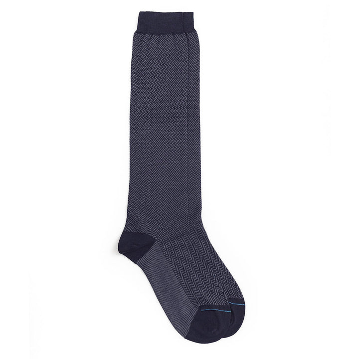 Long Socks - blue Herringbone -