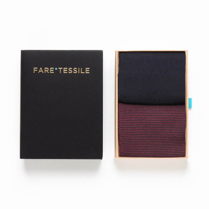 Kit 2 paia Calze Corte - assortite blu/riga bordò -