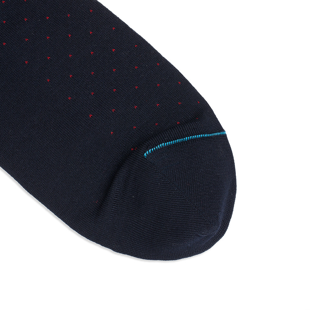 Short Socks in pinpoint  blue-burgundy