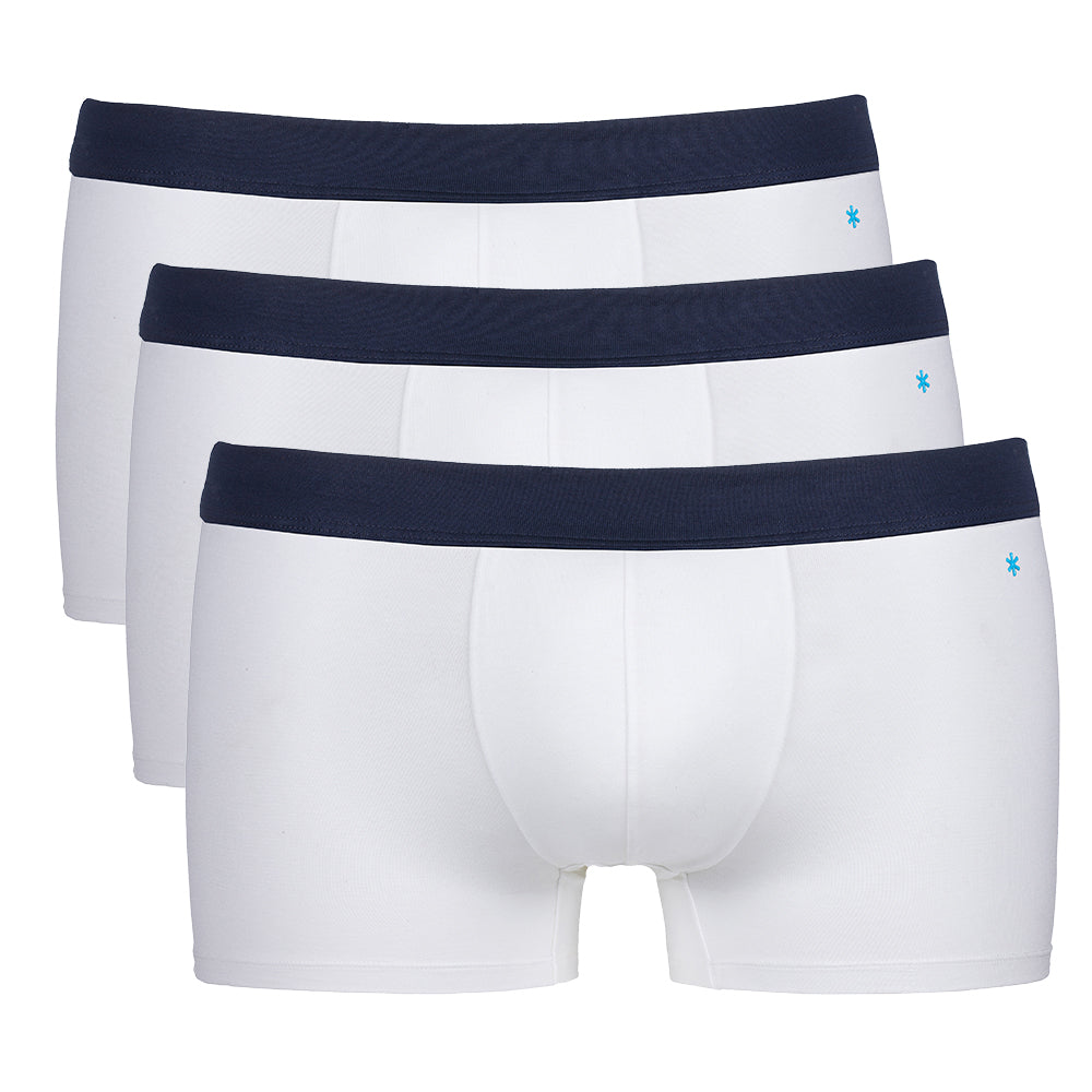 3- kit Makò Stretch Cotton Boxer Briefs - white waistband blue -