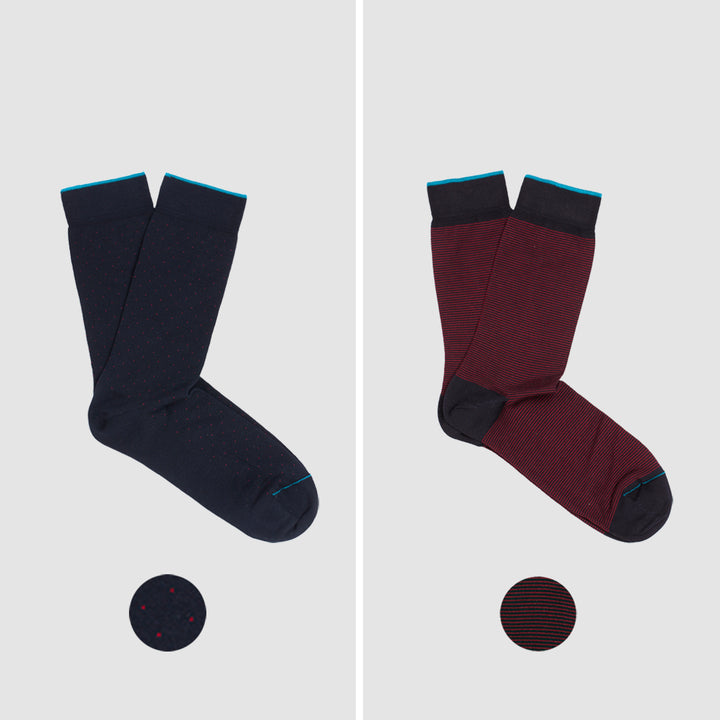 2- kit Short Socks blue-bordò