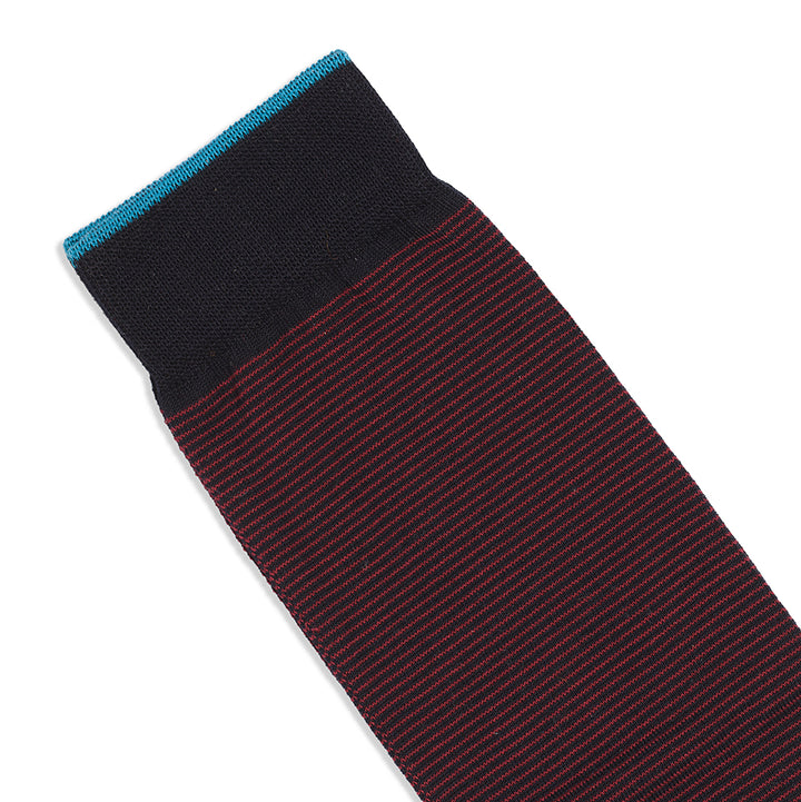Short Socks in fil à fil blue-burgundy