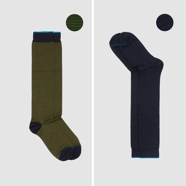 2- kit Long Socks blue-green