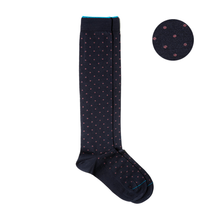 Calza Lunga - pois Blu/Prugna -