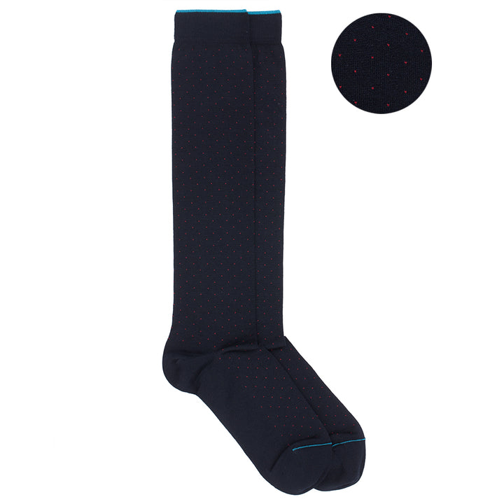 Long Socks in pinpoint blue-burgundy